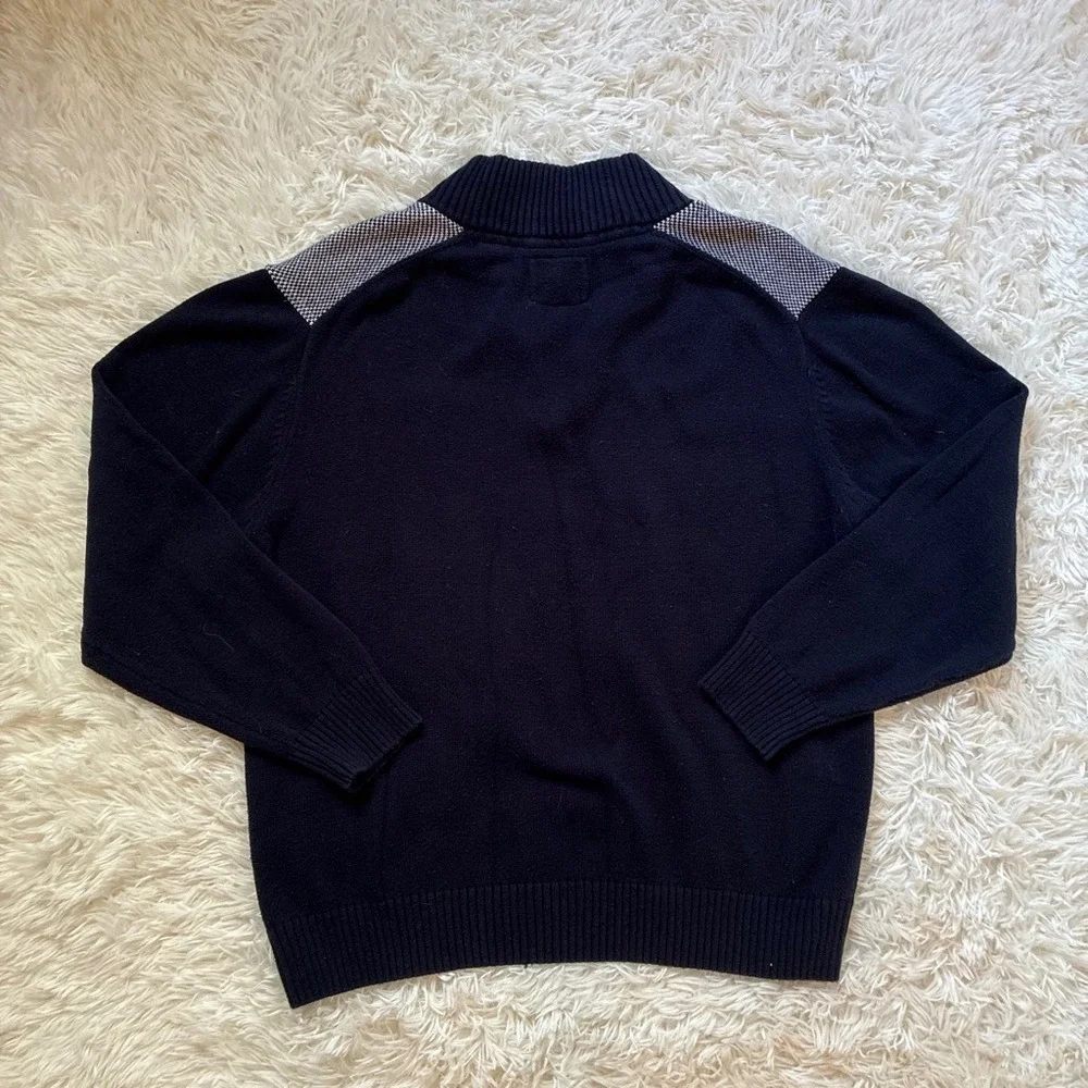 Weatherproof Vintage Mens Navy Blue Fair Isle Cotton Quarter Zip Sweater XL